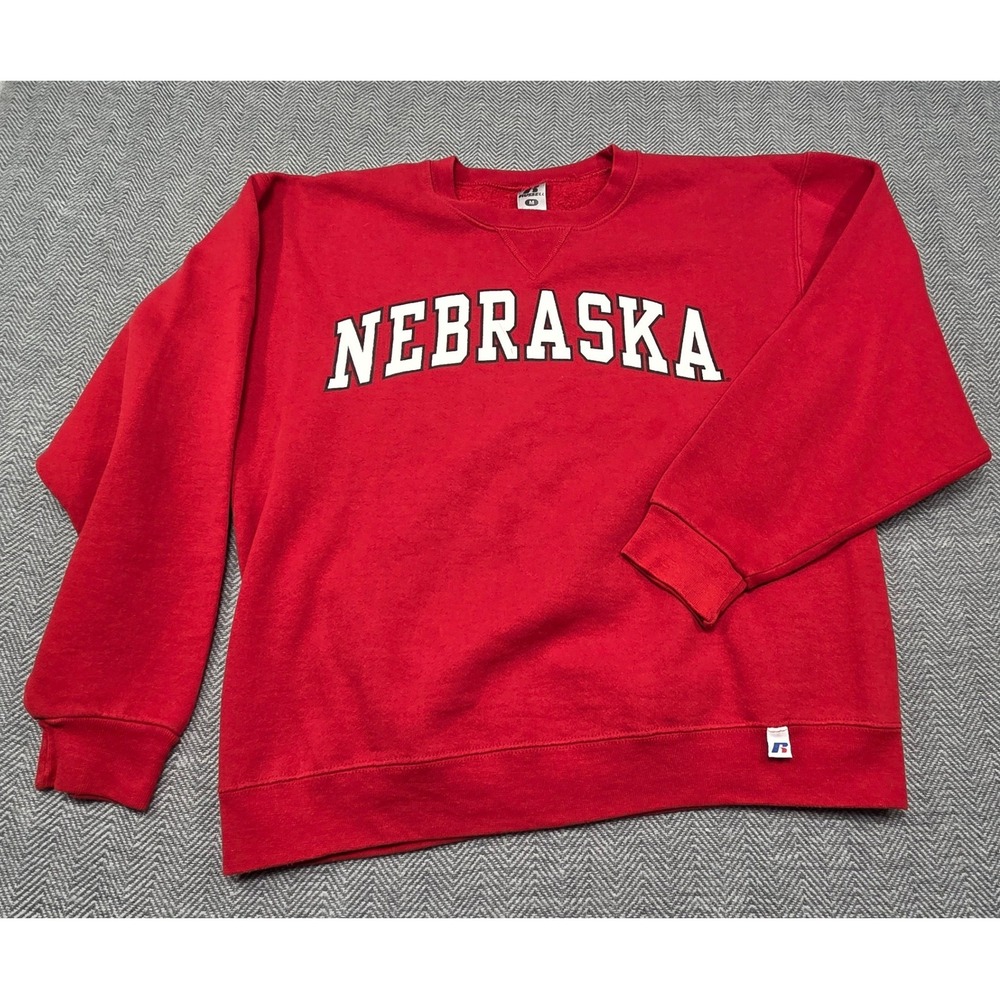Russell Athletic Nebraska Huskers Crewneck Sweatshirt Red Mens Medium Dri-Power